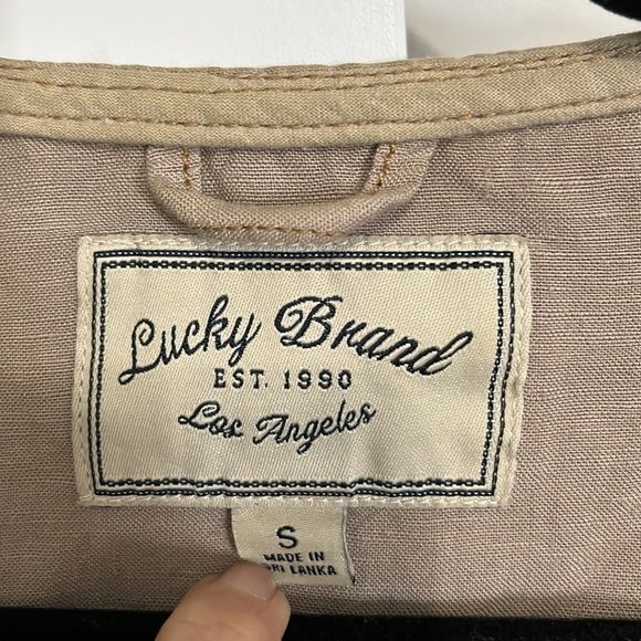 Lucky Brand Tan Linen Blend Moto Jacket. Small - Picture 4 of 6